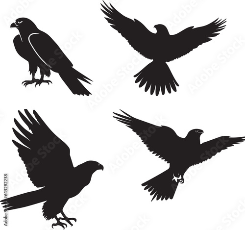 Flying Bird vector silhouette illustration black color