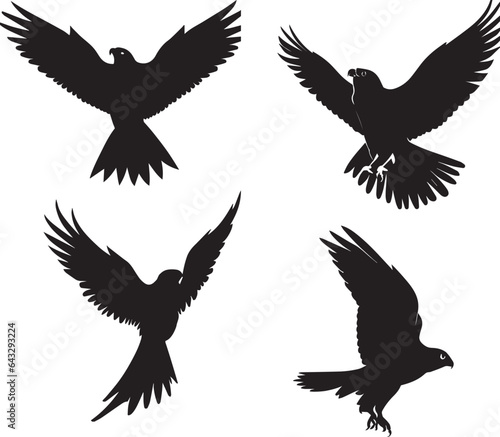 Flying Bird vector silhouette illustration black color