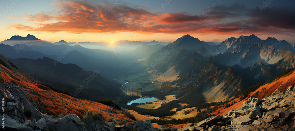  Panorama mountain autumn landscape
