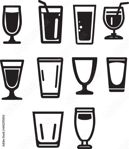 glass of juice icon vector set of group black color