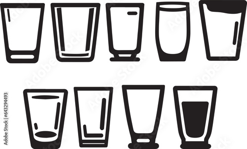 glass of juice icon vector set of group black color