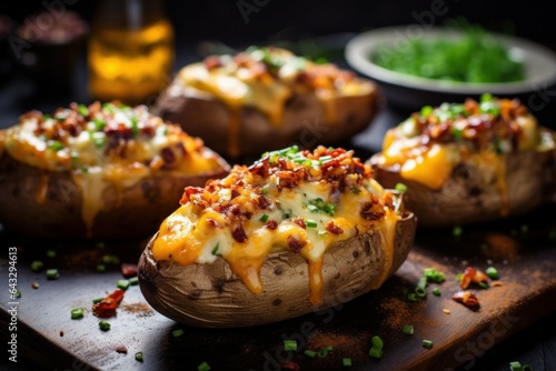 Baked potatoes inside a cooking appliance. Generate Ai