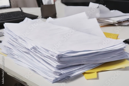 stack of paper documents in the officestack of paper documents in the officeoffice workplace. documents photo