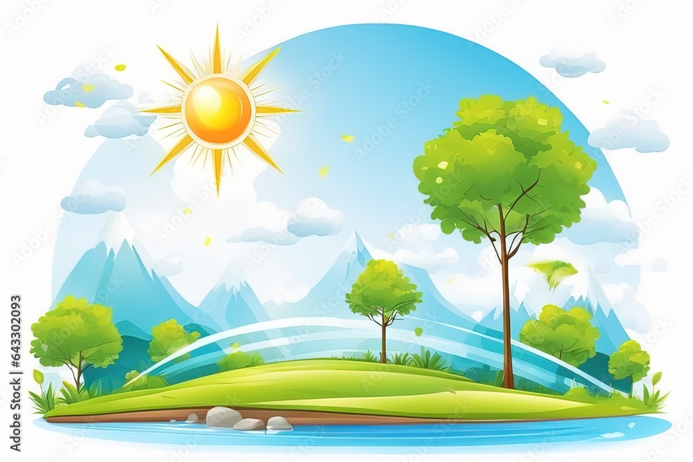 vector illustration of a beautiful nature backgroundvector illustration of a beautiful nature backgroundillustration of a summer landscape with sun