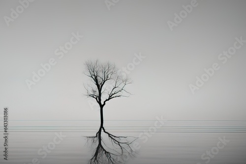 tree in the watertree in the watertree in the fog photo