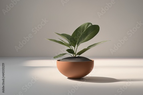 3 d rendering of a modern plant in studio3 d rendering of a modern plant in studio3 d illustration of a white vase and a plant photo