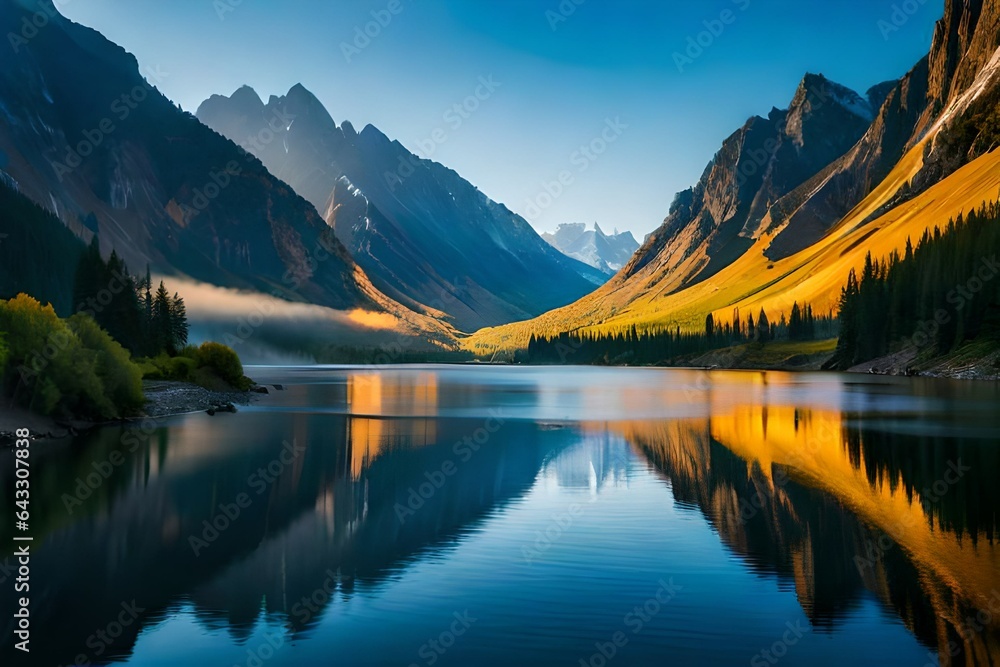 reflection in the mountains generated by al technology	