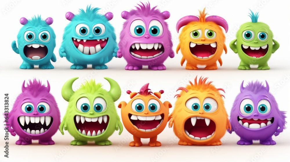 colorful monsters with open mouths colorful monsters with open mouths