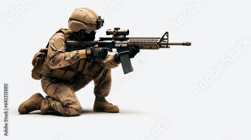 soldier in a kneeling position holding a rifle