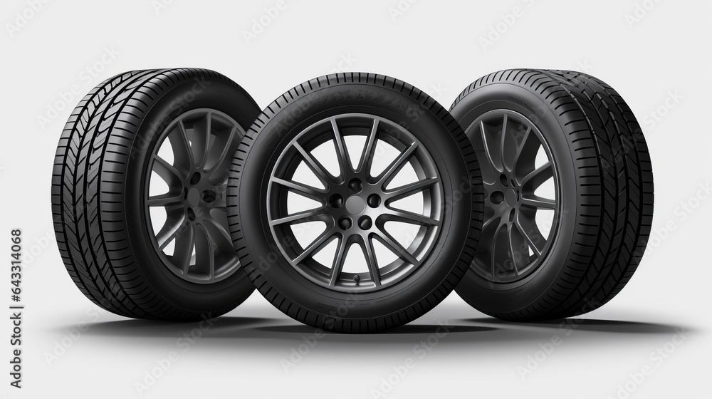 Obraz premium three white tires on a clean background