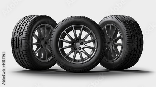 three white tires on a clean background