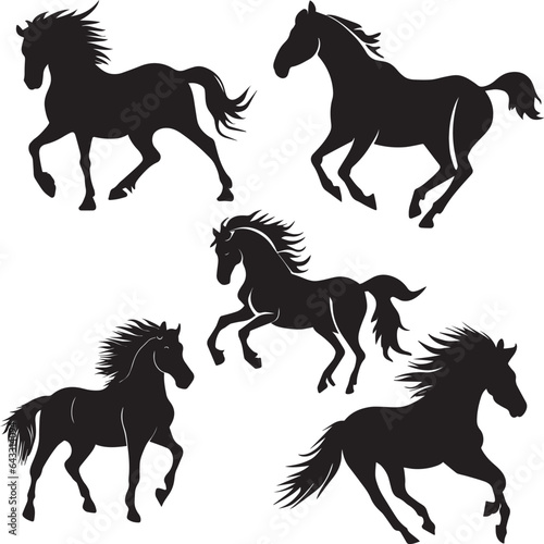 Running Horse vector art illustration black color © Big Dream