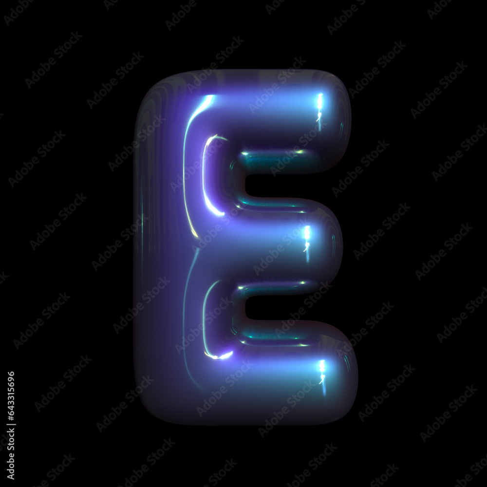 Naklejka premium metaverse letter E - Capital 3d futuristic font - suitable for technology, cyberspace or science related subjects