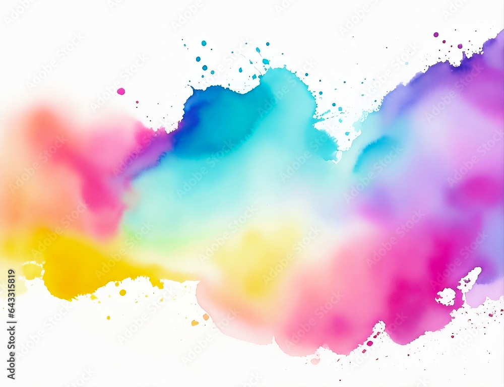 Colorful abstract watercolor paint texture and white background. Generative AI