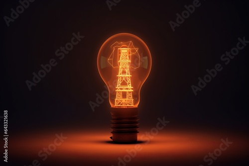 High voltage tower inside retro eco style lightbulb 