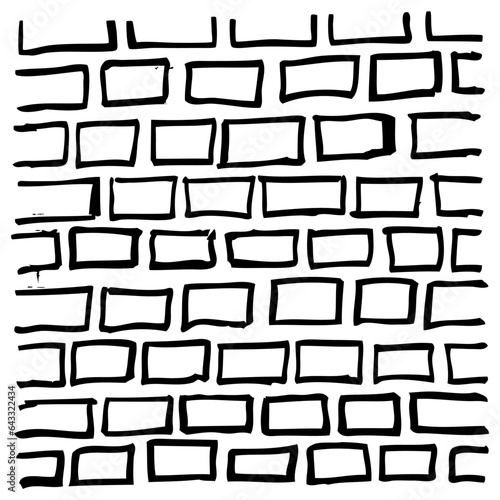 simple vector hand draw sketch brick wall, isolated on white
