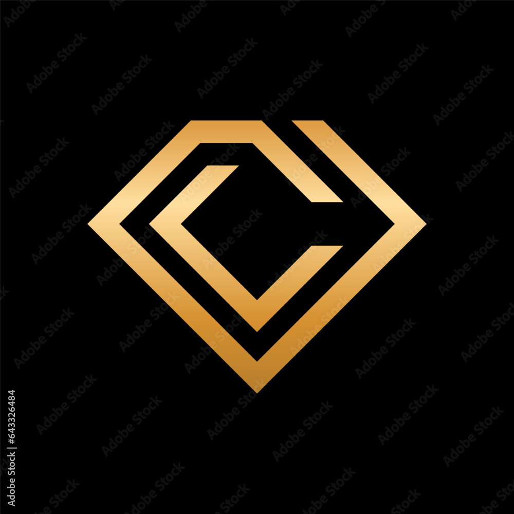 Letter C diamond creative golden logo design Letter C diamond creative golden logo design