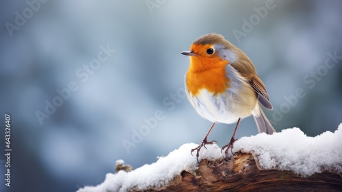 Image of an adorable robin sitting on a branch. © kept