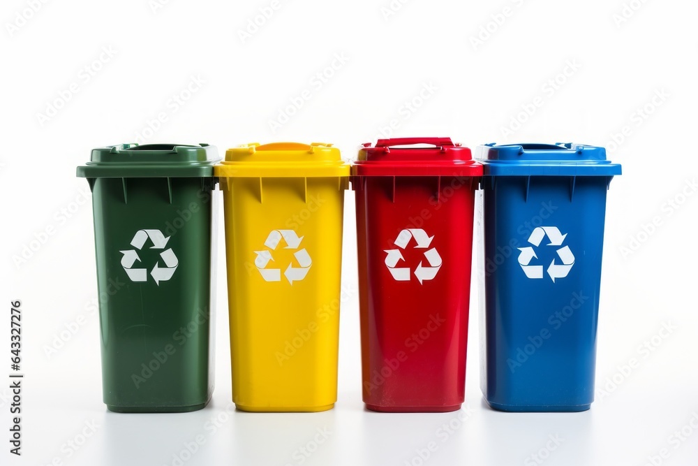 Garbage containers for waste sorting. Background with selective focus and copy space Garbage containers for waste sorting. Background with selective focus and copy space