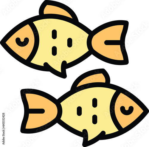 Marine fish icon outline vector. Ocean food. Dry food color flat photo