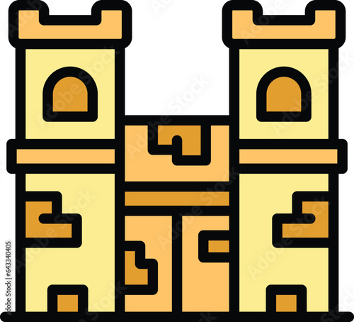 Malta fortress icon outline vector. European skyline. Maltese stamp color flat