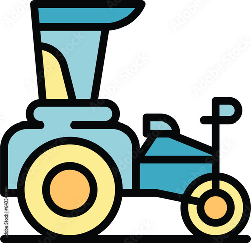 Asia rickshaw icon outline vector. Trishaw bike. Indian tuk color flat