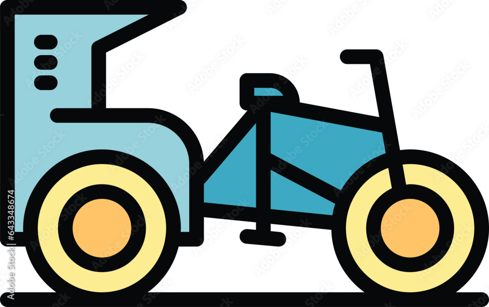 Old bicycle icon outline vector. Indian bike. Ancient bike color flat Old bicycle icon outline vector. Indian bike. Ancient bike color flat