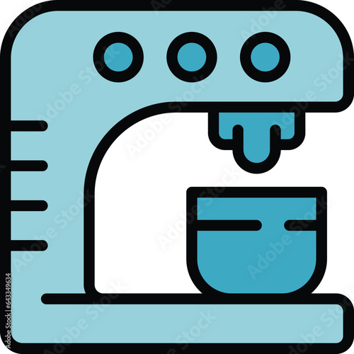 Home coffee machine icon outline vector. Croissant time. Food machine color flat