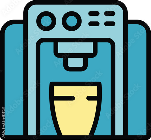 Home coffee machine icon outline vector. Morning food. Croissant time color flat