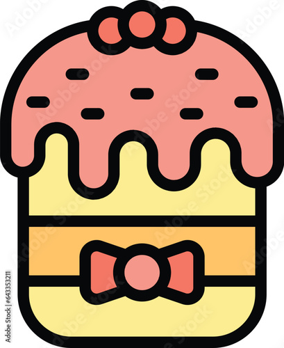 Cream panettone icon outline vector. Cake food. Sweet baked color flat