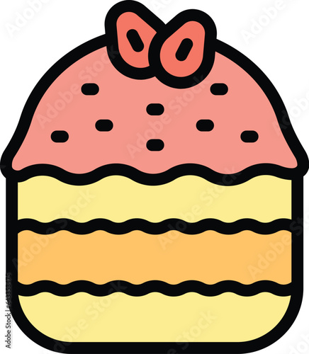 Sugar panettone icon outline vector. Fruitcake food. Sweet bakery color flat