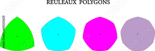 Reuleaux polygons , regular polygons , Reuleaux triangle .Vector illustration