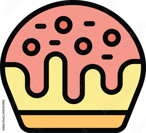 Spring panettone icon outline vector. Cake bread. Baked idea color flat