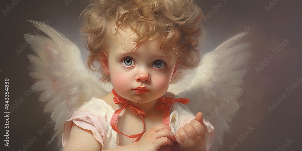 painting of cupid, angel, generative AI painting of cupid, angel, generative AI