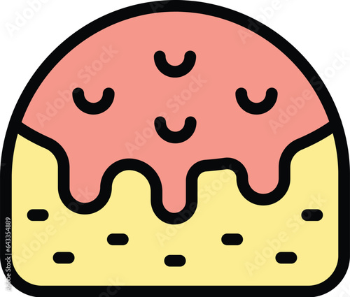Chocolate panettone icon outline vector. Cake food. Bread slice color flat