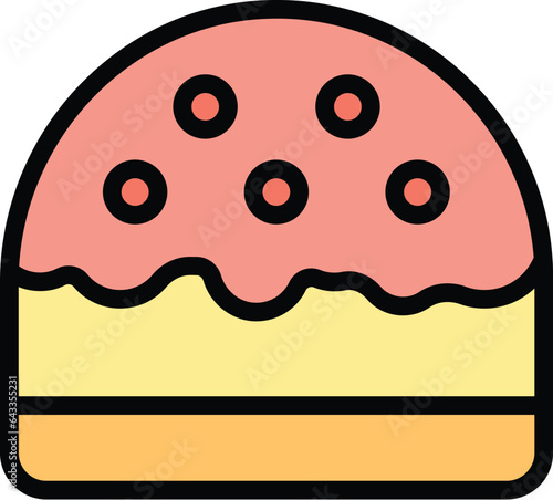 Sweet panettone icon outline vector. Cake food. Bake cream color flat