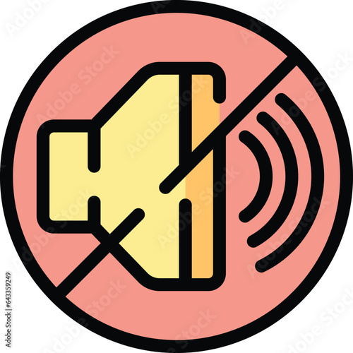 No sound icon outline vector. Room facility. Modern hostel color flat