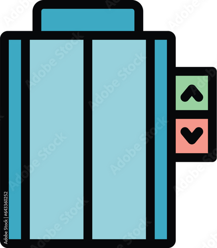 Hotel elevator icon outline vector. Hotel facility. Modern room color flat