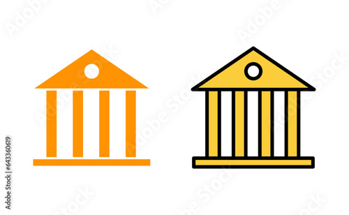 Bank icon set for web and mobile app. Bank sign and symbol, museum, university