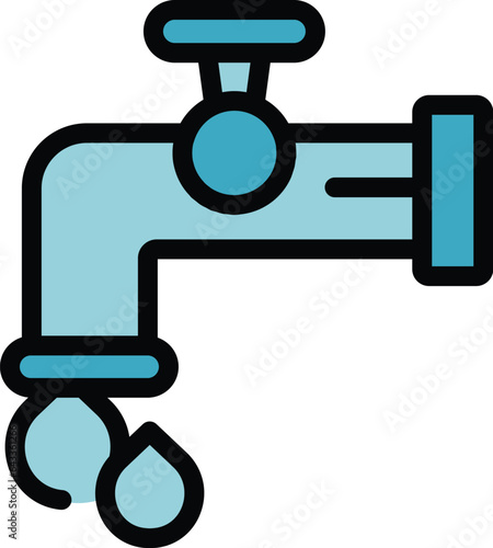 Water tap icon outline vector. Hostel facility. Modern bed color flat