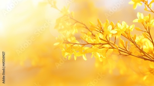 autumn leaves with sun rays background