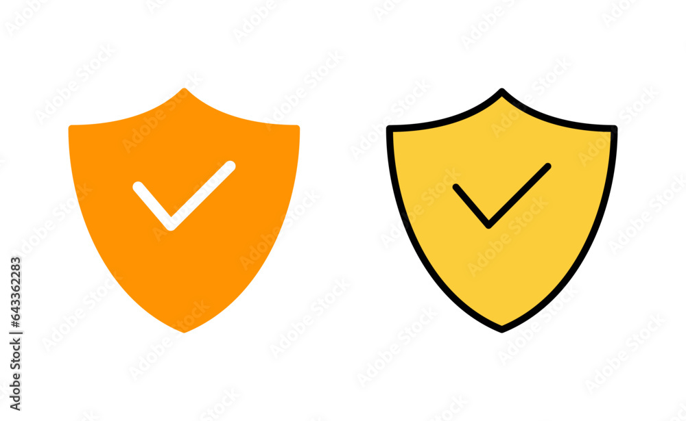 Shield check mark icon set for web and mobile app. Protection approve sign. Insurance icon Shield check mark icon set for web and mobile app. Protection approve sign. Insurance icon