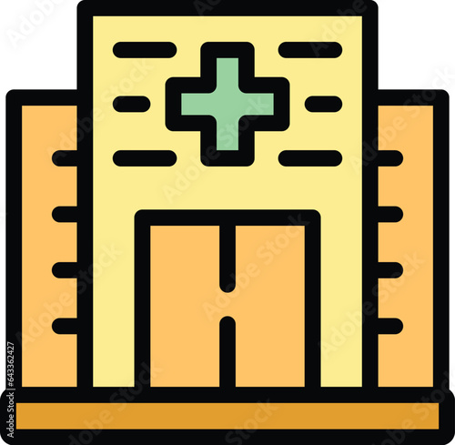 City hospital icon outline vector. Modern facility. Manage infrastructure color flat