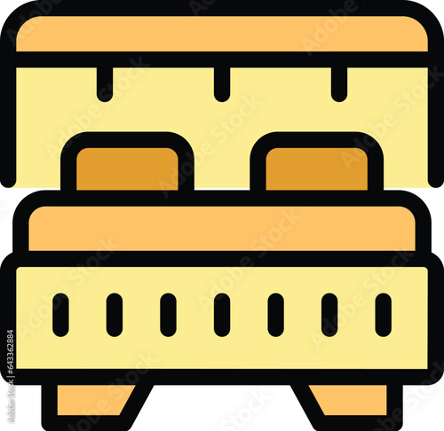Hostel bedroom icon outline vector. Hotel facility. Modern resource color flat