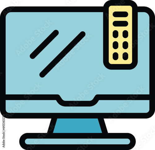 Tv set icon outline vector. Hostel room. Modern facility color flat