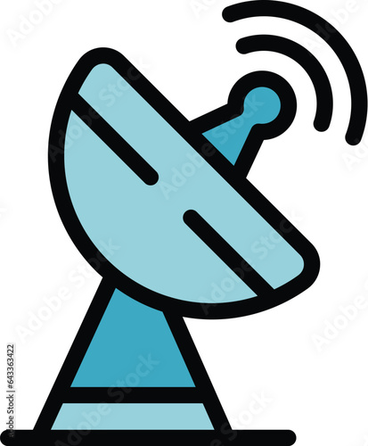 Satellite tv icon outline vector. Hotel facility. Modern room color flat