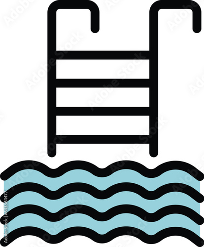 Pool icon outline vector. Gym facility. Modern resource color flat