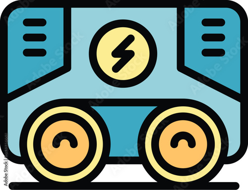 Small generator icon outline vector. Power energy. Motor backup color flat