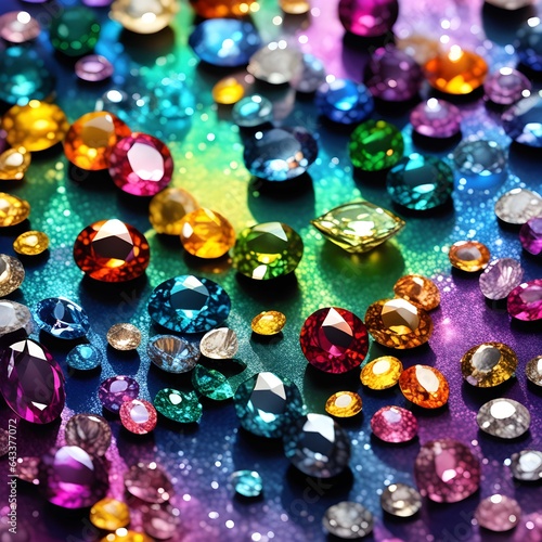 Scattered Gemstones: Colorful, Shiny, and Mesmerizing Beauty