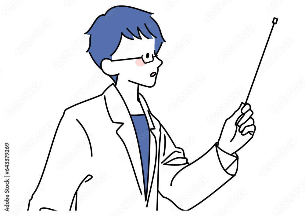 Male doctor giving an instruction stick